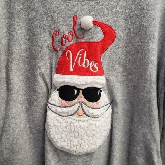 PJ Couture Cool Vibes Santa Christmas Holiday Pajamas Soft Fleece Top Size XL - Picture 3 of 6